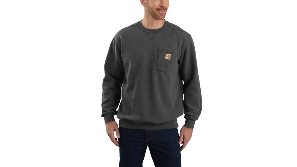 Carhartt Crewneck Pocket Sweatshirt - Mens, Carbon Heather, Large, 103852-026-REG-L