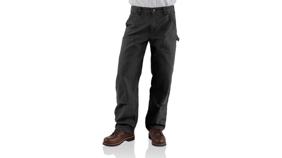 Carhartt Double-Front Work Dungaree Washed Duck - Mens, Black, 34 Inseam, 34 Waist, B136-BLK-34-34