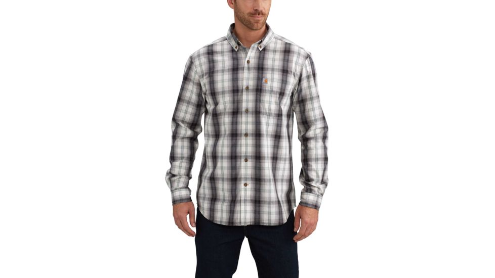 Carhartt Essential Plaid Button Down Long Sleeve Shirt for Mens, Black, 4XL/Regular 102817-001-REG-4XL