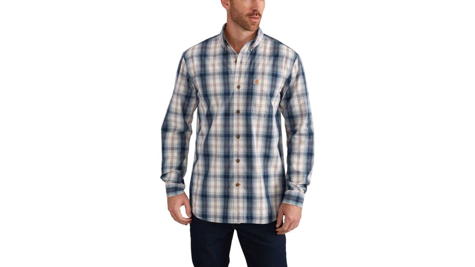 Carhartt Essential Plaid Button Down Long Sleeve Shirt for Mens, Stream Blue, 2XL/Regular 102817-984-REG-2XL