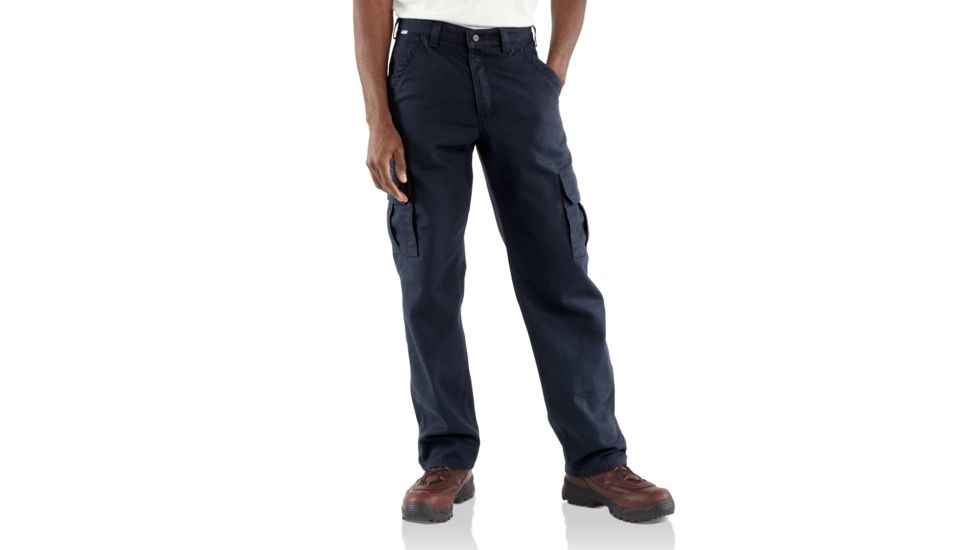 Carhartt Flame-Resistant Canvas Cargo Pant, Dark Navy, 38/30 FRB240-DNY-30-38