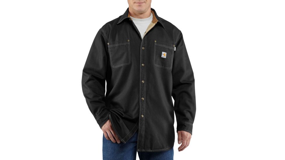 Carhartt Flame-Resistant Canvas Shirt Jacket, Black, Small/Regular 100432-001-REG-S