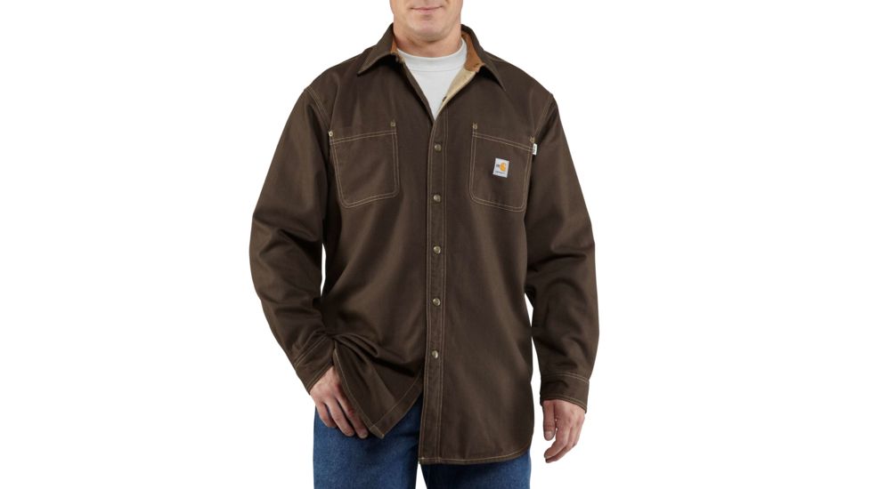 Carhartt Flame-Resistant Canvas Shirt Jacket, Dark Brown, Extra Large/Regular 100432-201-REG-XL