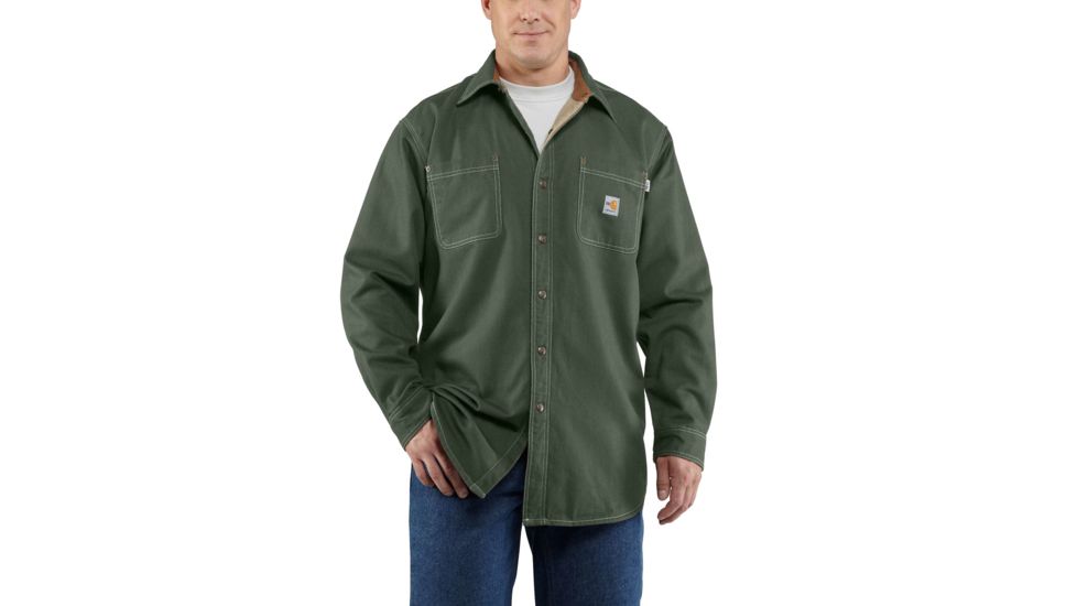 Carhartt Flame-Resistant Canvas Shirt Jacket, Moss, Medium/Regular 100432-316-REG-M