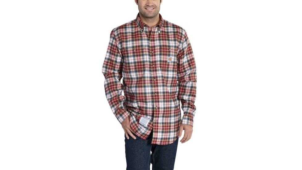 Carhartt Flame-Resistant Classic Plaid Shirt, Dark Crimson/Black, 4XL/Tall 101028-932-TLL-4XL