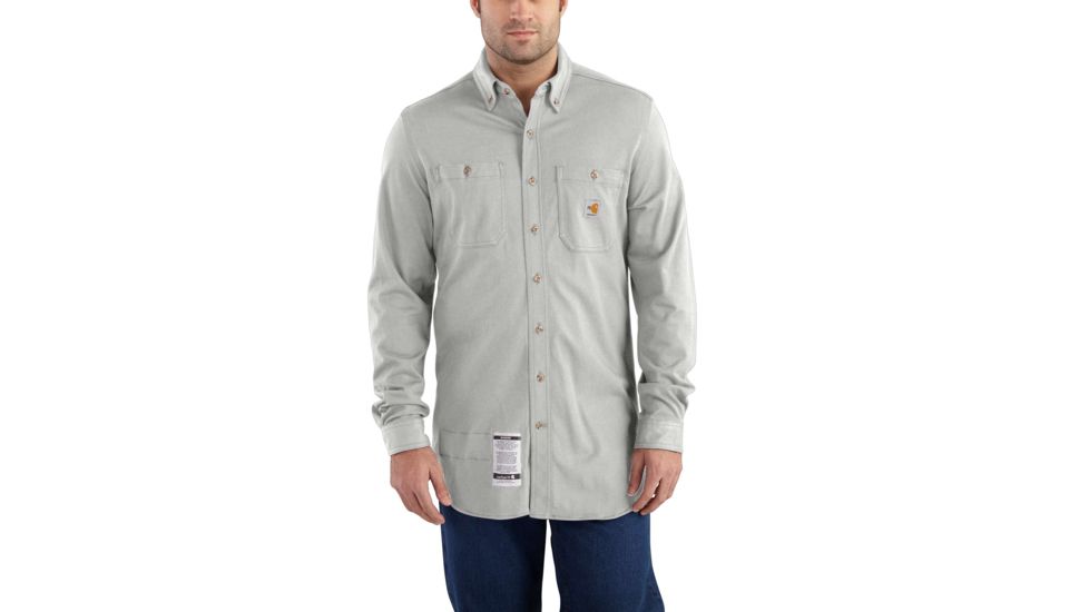 Carhartt Flame-Resistant Force Cotton Hybrid Shirt, Light Gray, Medium/Regular 101698-051-REG-M