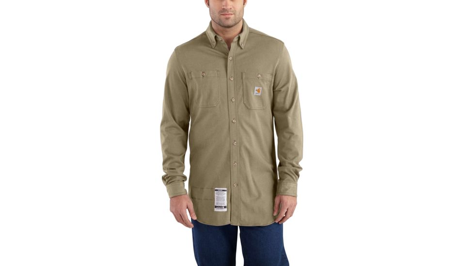Carhartt Flame-Resistant Force Cotton Hybrid Shirt, Khaki, 2XL/Regular 101698-250-REG-2XL