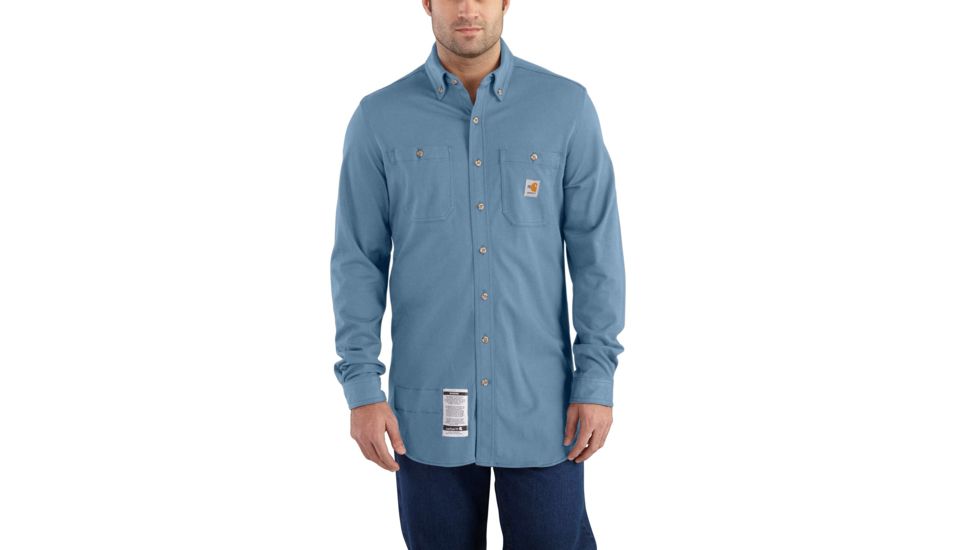 Carhartt Flame-Resistant Force Cotton Hybrid Shirt, Medium Blue, Small/Regular 101698-465-REG-S