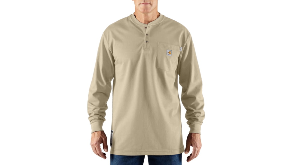 Carhartt Flame-Resistant Force Cotton Long Sleeve Henley, Sand, 2XL/Regular 100237-261-REG-2XL