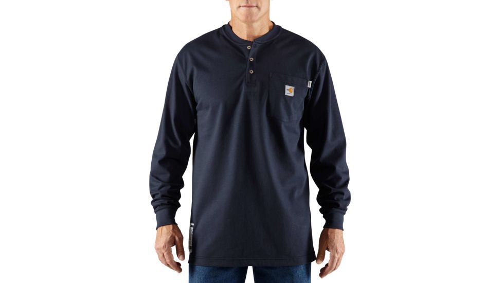 Carhartt Flame-Resistant Force Cotton Long Sleeve Henley, Dark Navy, Small/Regular 100237-410-REG-S
