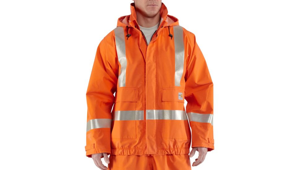 Carhartt Flame-Resistant Rain Jacket, Bold Orange, 2XL/Tall 100447-827-TLL-2XL