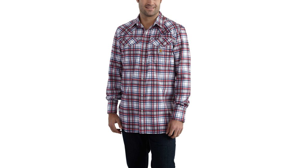 Carhartt Flame-Resistant Snap Flame-Resistantont Plaid Shirt, Navy, 3XL/Regular 102015-412-REG-3XL