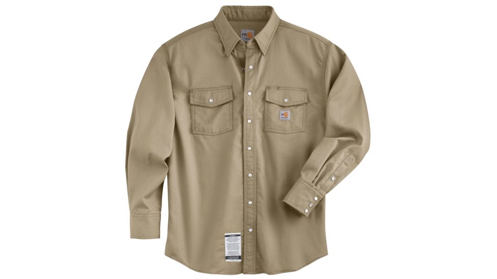 Carhartt Flame-Resistant Snap Flame-ResistantonT-Shirt, Khaki, Medium/Regular 101572-250-REG-M