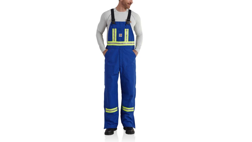 Carhartt Flame-Resistant Striped Duck Bib Overall, Royal, 40/32 101703-434-32-40