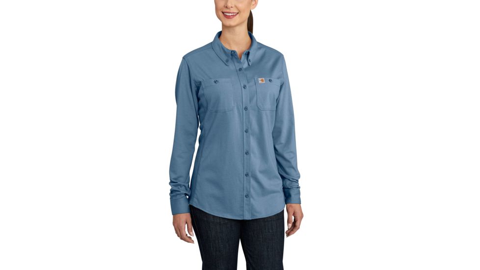 Carhartt Flame-Resistant Womens Force Cotton Hybrid Shirt, Medium Blue, 2XL/Regular 102687-465-REG-XXL