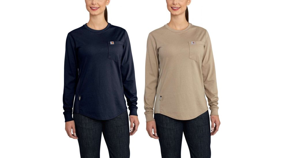 Carhartt Flame-Resistant Womens Force Cotton Long Sleeve Crew T-Shirt