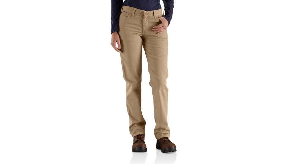 Carhartt Flame-Resistant Womens Rugged Flex Canvas Pant, Golden Khaki, 4/Regular 102689-264-REG-4