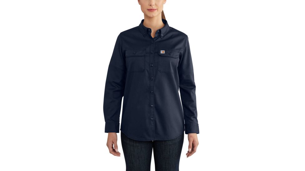Carhartt Flame-Resistant Womens Rugged Flex Twill Shirt, Dark Navy, 2XL/Regular 102459-410-REG-XXL