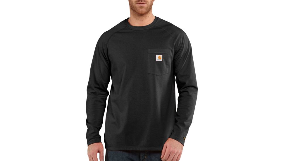Carhartt Force Cotton Delmont Long Sleeve T-Shirt for Mens, Black, Small/Regular 100393-001-REG-S