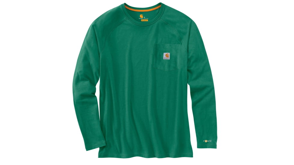 Carhartt Force Cotton Delmont Long Sleeve T-Shirt for Mens, Botanical Green, 4XL/Regular 100393-313-REG-4XL