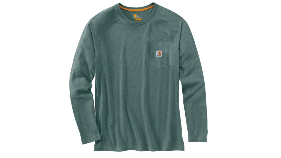 Carhartt Force Cotton Delmont Long Sleeve T-Shirt - Mens, Balsam Green Heather, 2XL, 100393-G03REG2XLA
