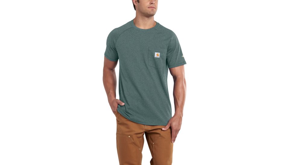 Carhartt Force Cotton Delmont LS T-Shirt - Men's, Balsam Green Heather, Extra Large, Regular, 100410-G03REGXLA