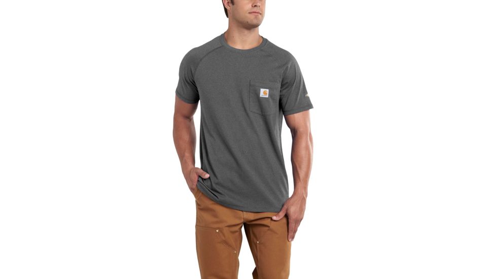 Carhartt Force Cotton Delmont LS T-Shirt - Men's, Carbon Heather, Small, Regular, 100410-026-REG-S