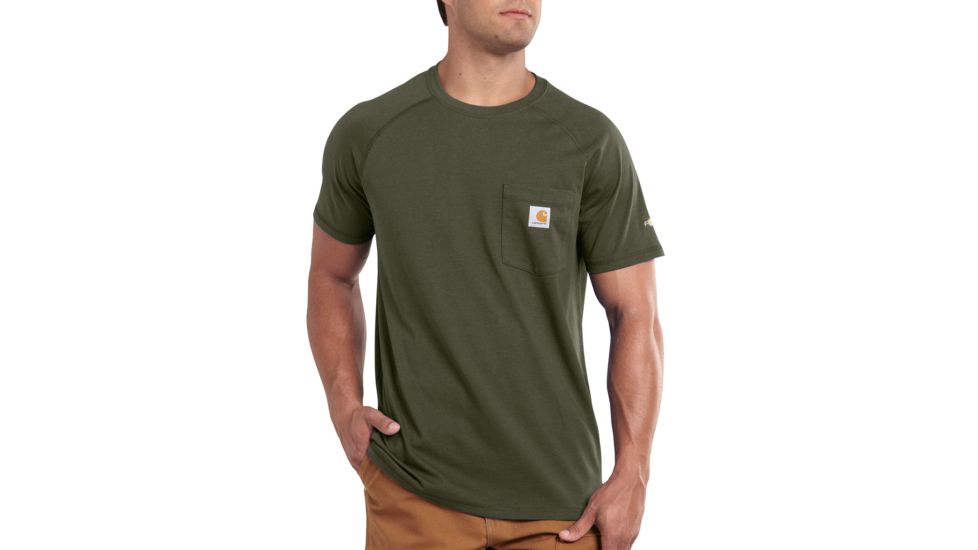 Carhartt Force Cotton Delmont LS T-Shirt - Men's, Moss, Small, Regular, 100410-316-REG-S