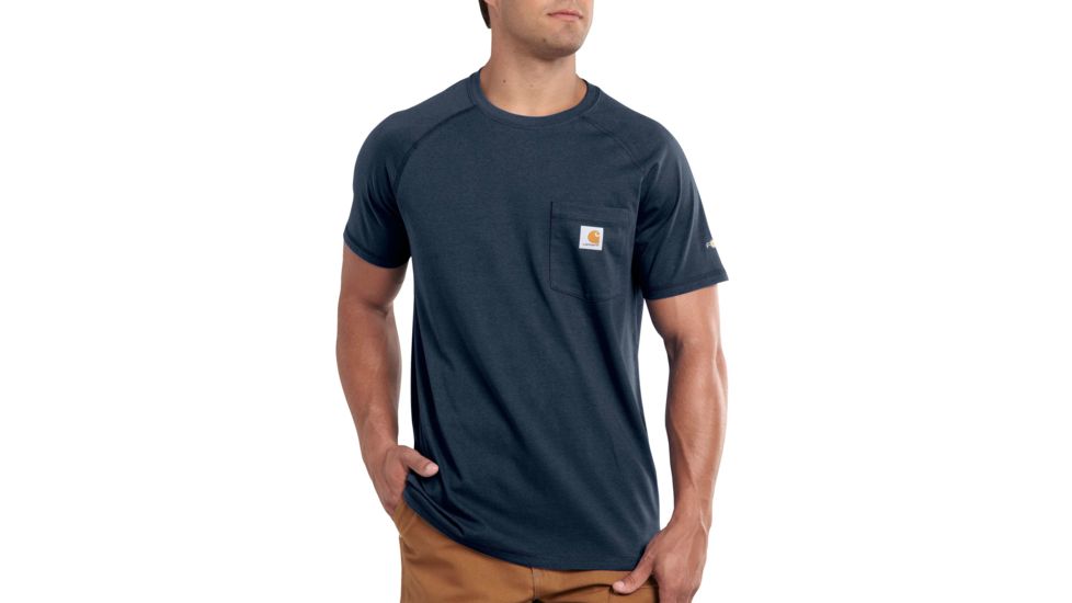 Carhartt Force Cotton Delmont LS T-Shirt - Men's, Navy, Small, Regular, 100410-412-REG-S