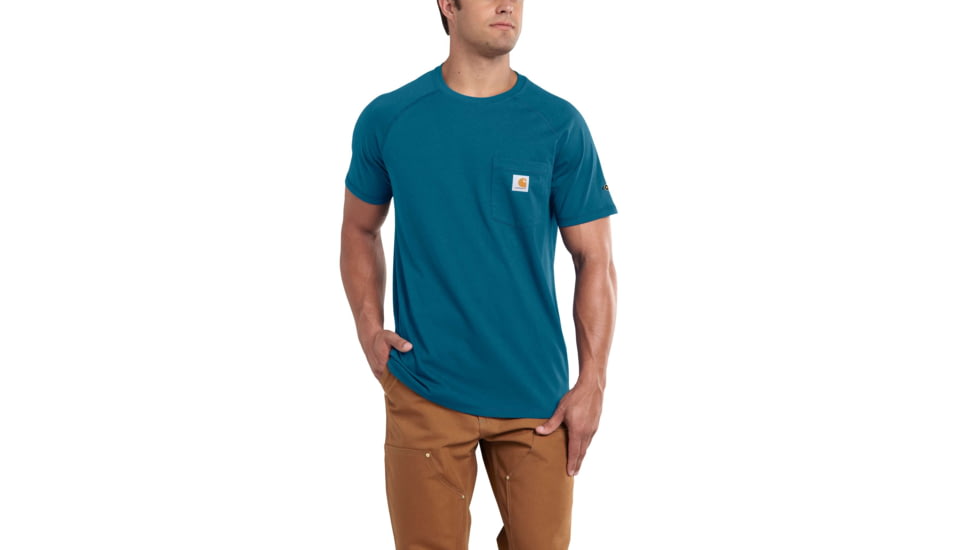 Carhartt Force Cotton Delmont LS T-Shirt - Men's, Bay Harbor, Small, Regular, 100410-466-REG-S