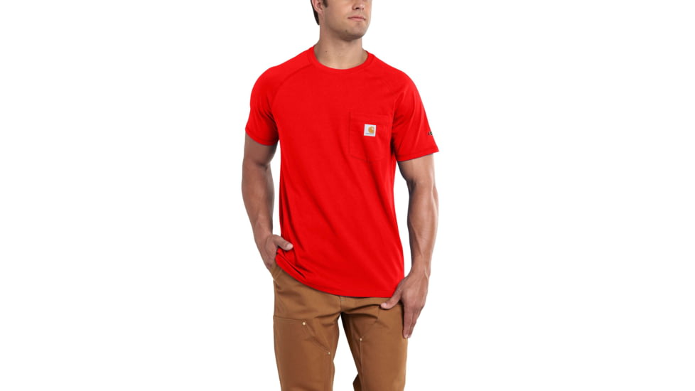 Carhartt Force Cotton Delmont LS T-Shirt - Men's, Electric Red, 2XL, Regular, 100410-642-REG-2XL