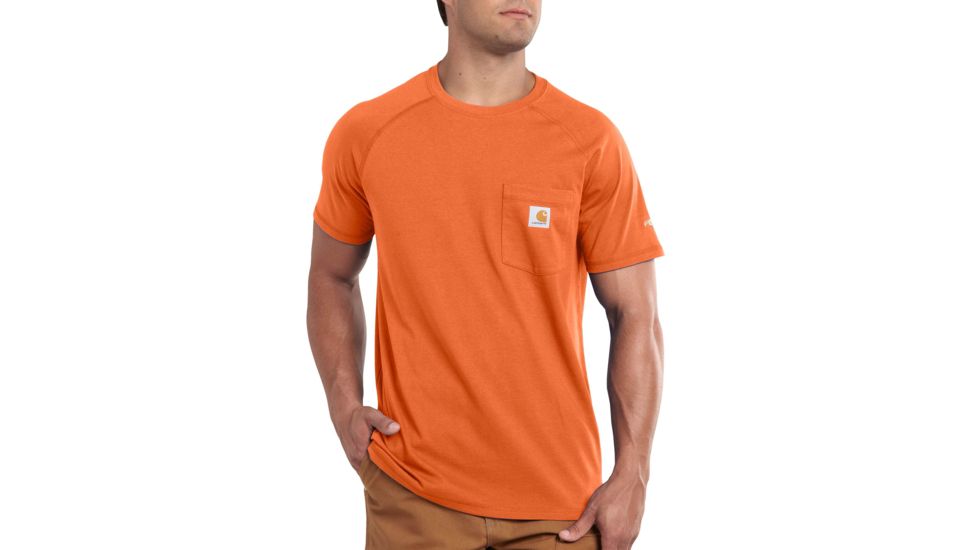 Carhartt Force Cotton Delmont LS T-Shirt - Men's, Orange, Medium, Regular, 100410-800-REG-M