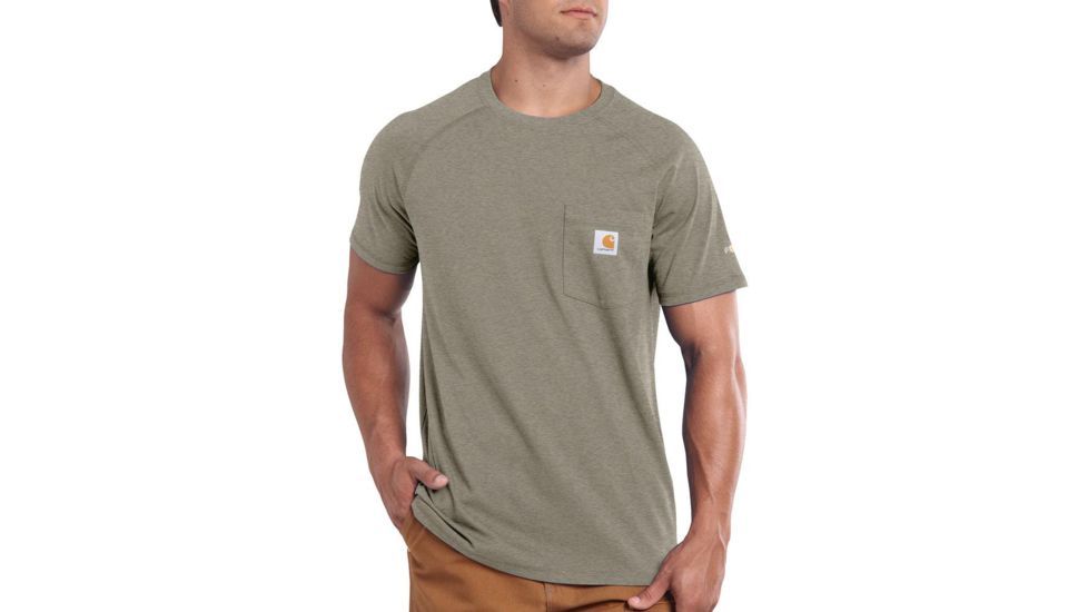 Carhartt Force Cotton Delmont Short Sleeve T-Shirt - Mens, Greige Heather, Small, 100410-E01-REG-S