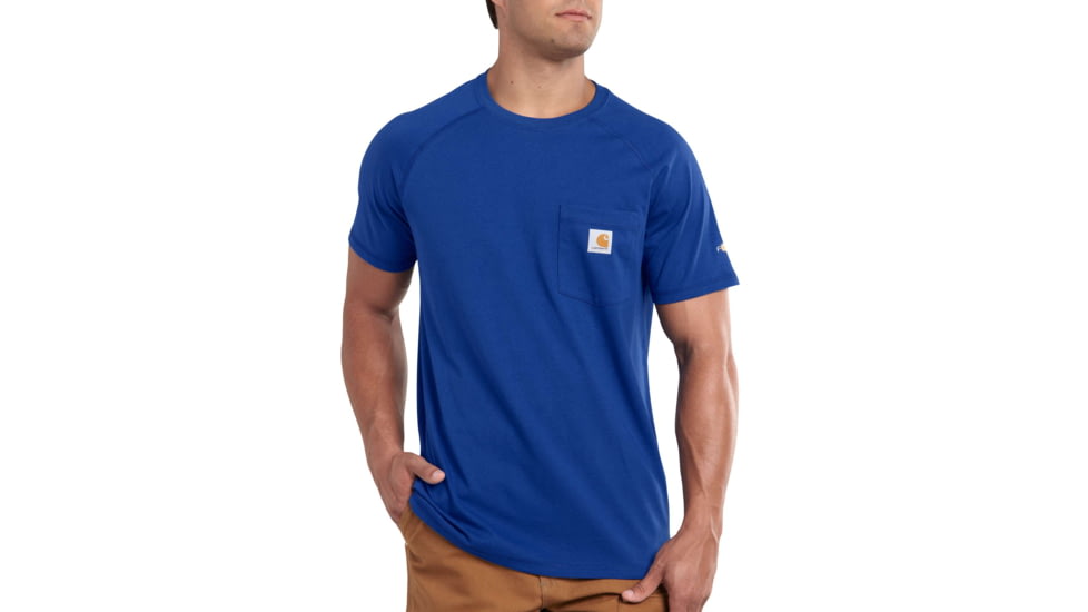 Carhartt Force Cotton Delmont Short Sleeve T Shirt Relaxed Fit - Mens, Nautical Blue, XX-Large-Regular 100410-489-REG-2XL