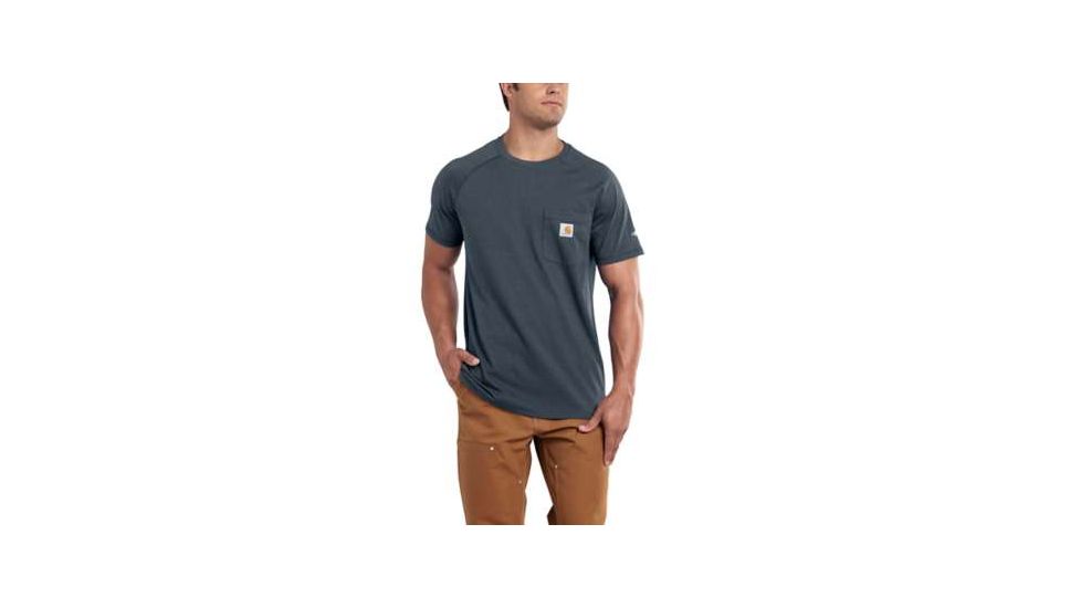 Carhartt Force Cotton Delmont Short Sleeve T Shirt Relaxed Fit - Mens, Dark Slate Heather, X-Large-Regular, 100410-461-REG-XL