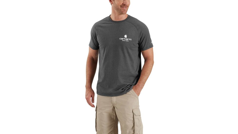Carhartt Force Delmont 89 Graphic Short Sleeve T-shirt - Mens, Carbon Heather, L-REG 103184-026-REG-L