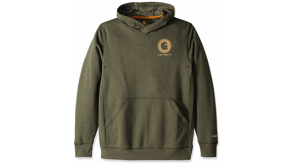 Carhartt Force Delmont Graphic Hooded Sweatshirt Regular - Mens, Moss Heather, Small, 103453-387-S-REG