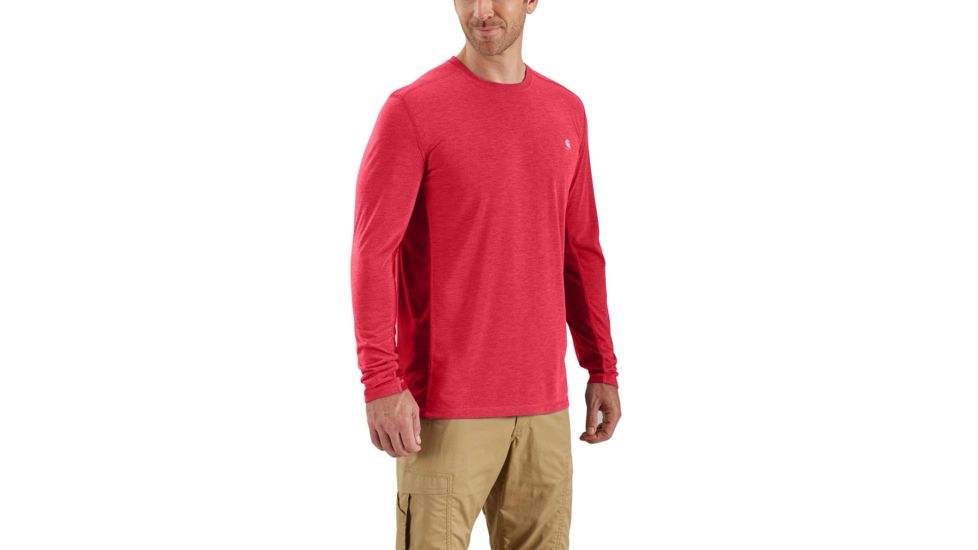 Carhartt Force Extremes Long Sleeve T-shirt - Mens, Light Crimson Heather/Dark Crimson, M-REG 102998-942-REG-M