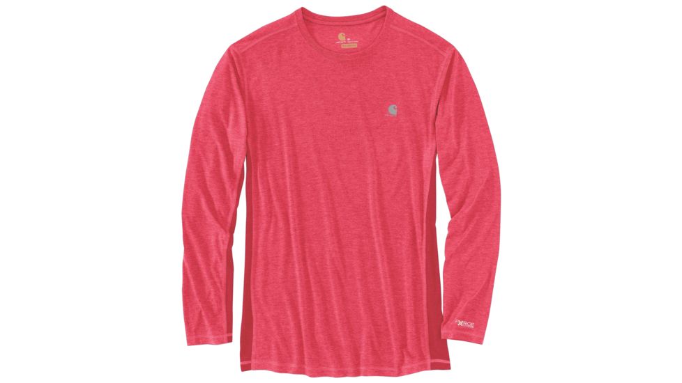 Carhartt Force Extremes Long Sleeve T-shirt - Mens, Light Crimson Heather/Dark Crimson, M-REG 102998-942-REG-M