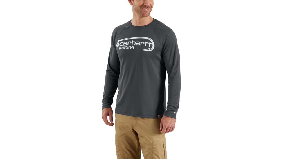 Carhartt Force Fishing Hook Graphic Long Sleeve T-shirt - Mens, Shadow, XL-REG 103001-029-REG-XL