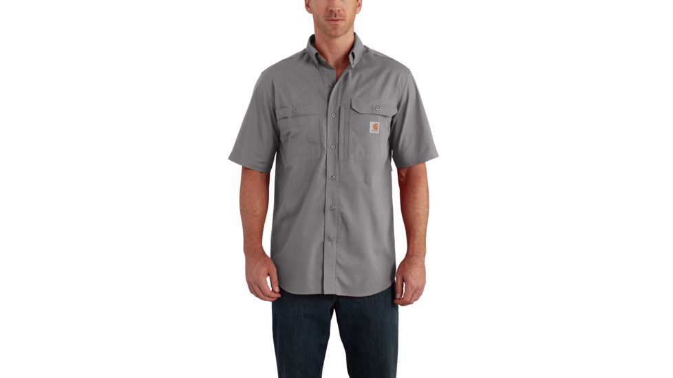 Carhartt Force Ridgefield Solid Short Sleeve Shirt for Mens, Asphalt, Large/Regular 102417-066-REG-L