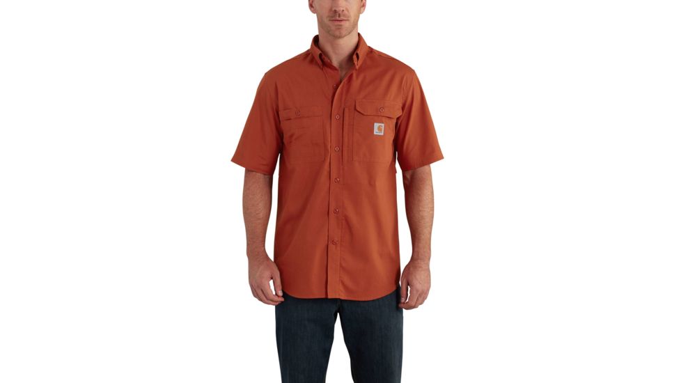 Carhartt Force Ridgefield Solid Short Sleeve Shirt for Mens, Spice, 2XL/Regular 102417-803-REG-2XL
