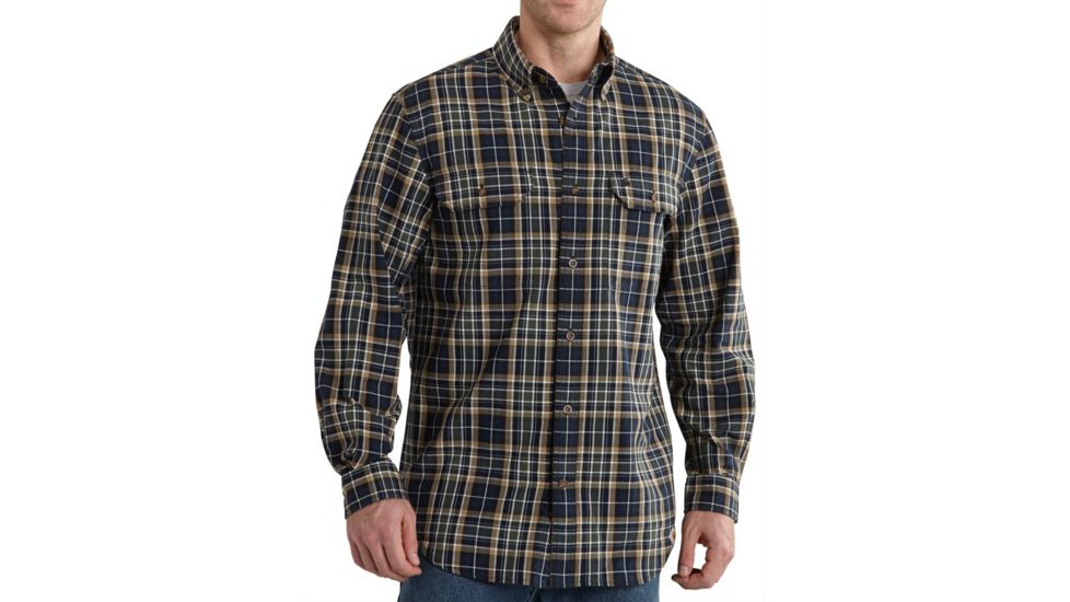 Carhartt Fort Plaid Long-Sleeve Chambray Shirt - Men's-Navy-Large