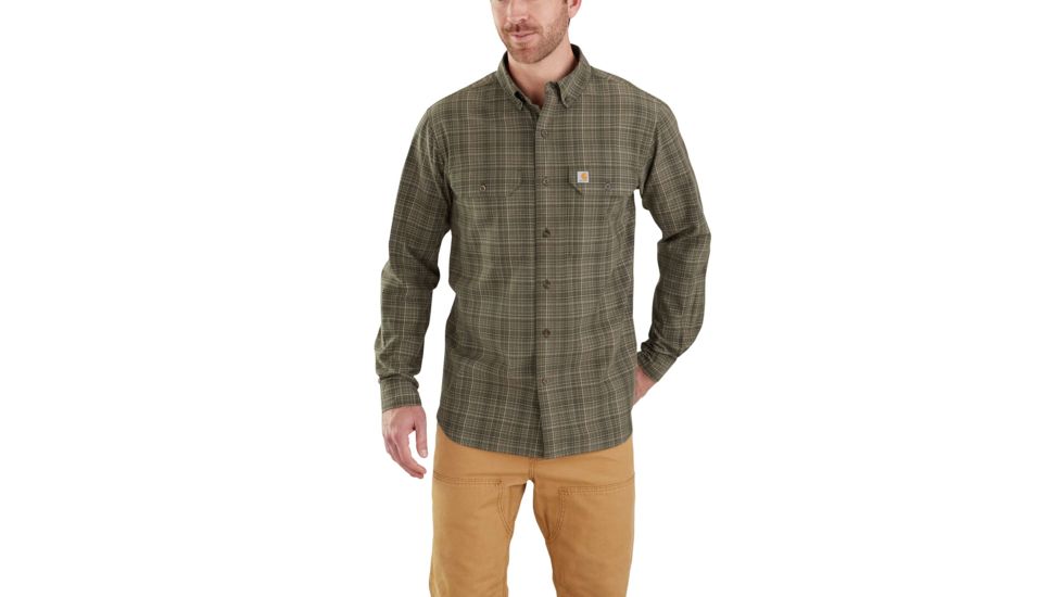Carhartt Fort Plaid Long Sleeve Shirt-Men's, Burnt Olive, XLarge, Regular, 103352-391-REG-XL