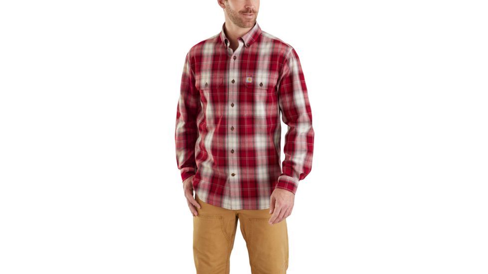 Carhartt Fort Plaid Long Sleeve Shirt-Men's, Dark Crimson, Medium, Regular, 103352-608-REG-M