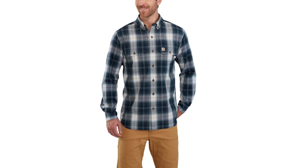 Carhartt Fort Plaid Long Sleeve Shirt-Men's, Navy, Medium, Regular, 103352-412-REG-M