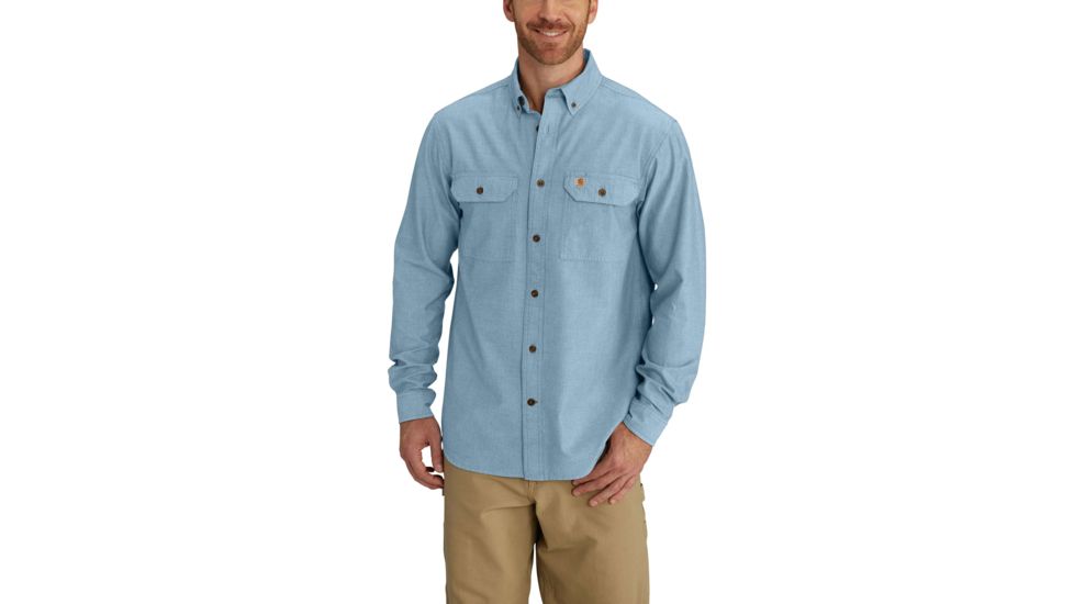 Carhartt Fort Solid Long Sleeve Shirt for Mens, Blue Chambray, Medium/Regular S202-CBL-REG-MED