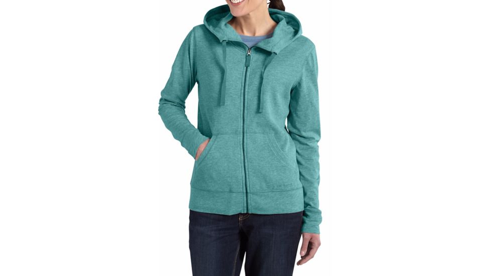 Hayward Zip Front Hoodie - Womens-Coast Blue Heather-X-Small