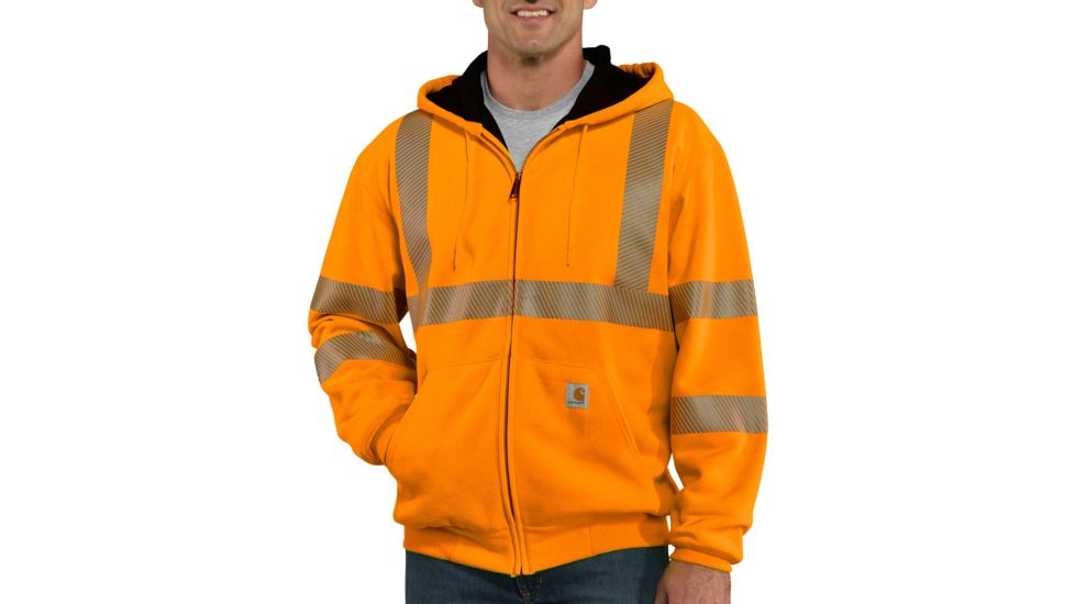 Carhartt High-Visibilty Zip-Front Class 3 Thermal-Lined Sweatshirt, Brite Orange, 2XL/Regular 100504-824-REG-2XL