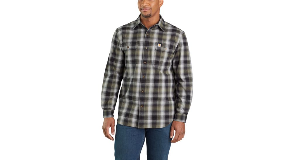 Carhartt Hubbard Flannel Long Sleeve Shirt - Mens, Black, Extra Large, 103822-001-REG-XL
